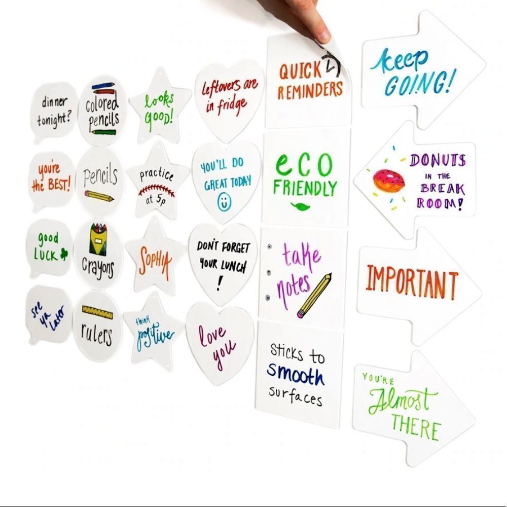 NWT MC SQUARES Reusable Sticky Notes - Shapes and Colors 8 pack